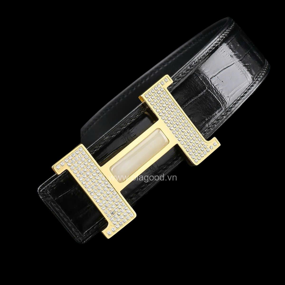 Thắt lưng nam cá sấu xịn - Khóa mạ vàng 24K - TLV011S - Hình ảnh 10