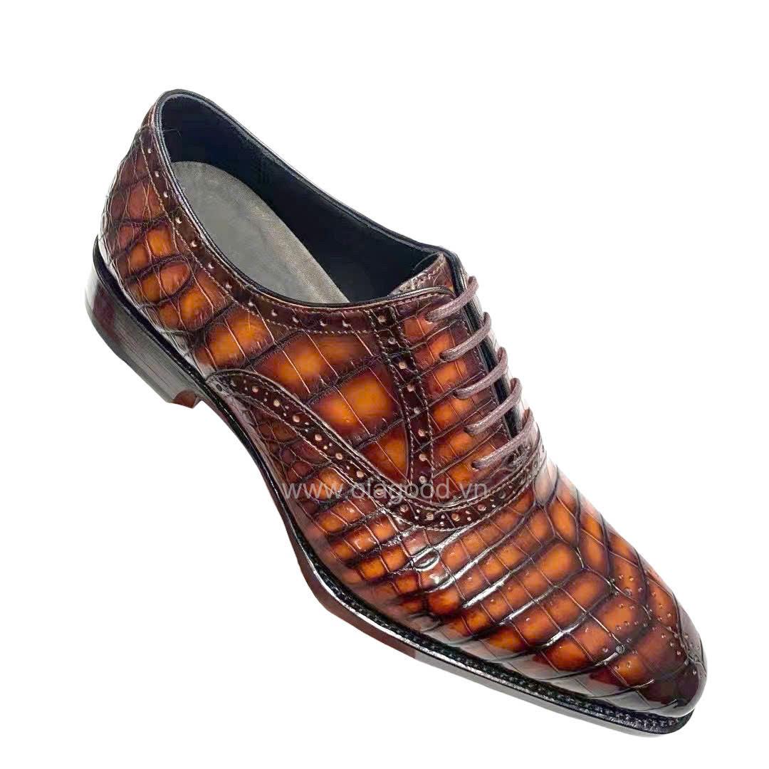 Giày nam patina da cá sấu - Giày goodyear handmade - GGP018S - Hình ảnh 6