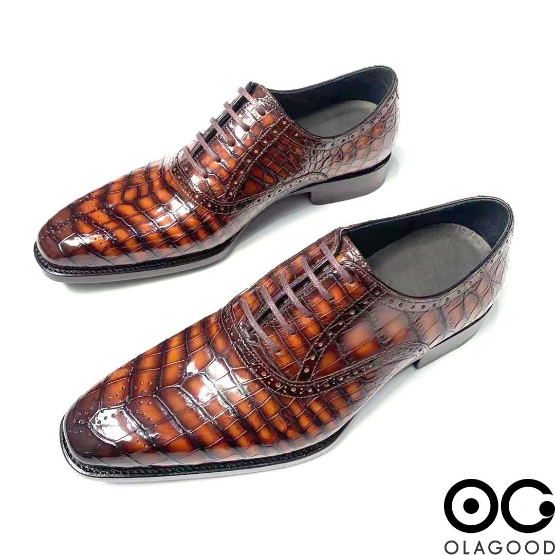 Giày nam patina da cá sấu - Giày goodyear handmade - GGP018S