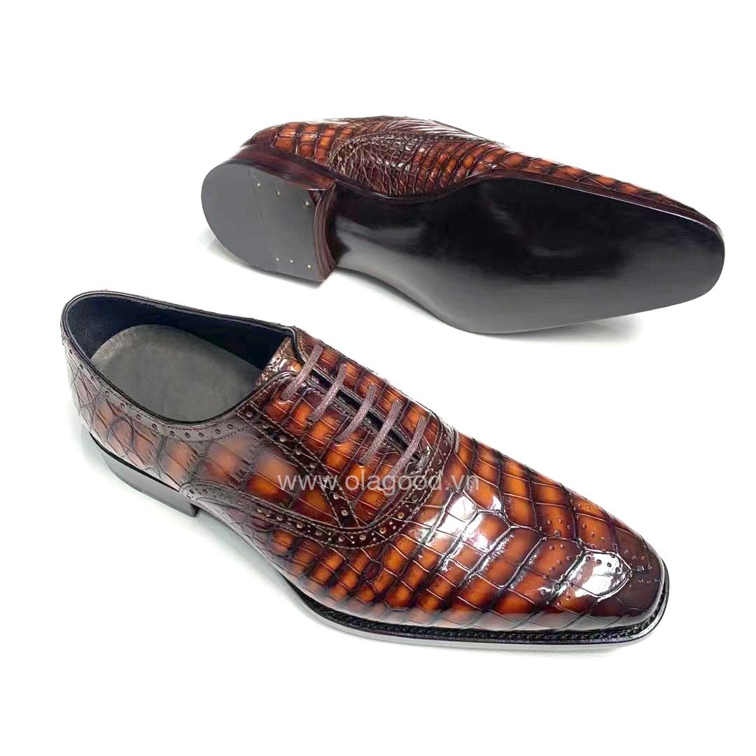 Giày nam patina da cá sấu - Giày goodyear handmade - GGP018S - Hình ảnh 3