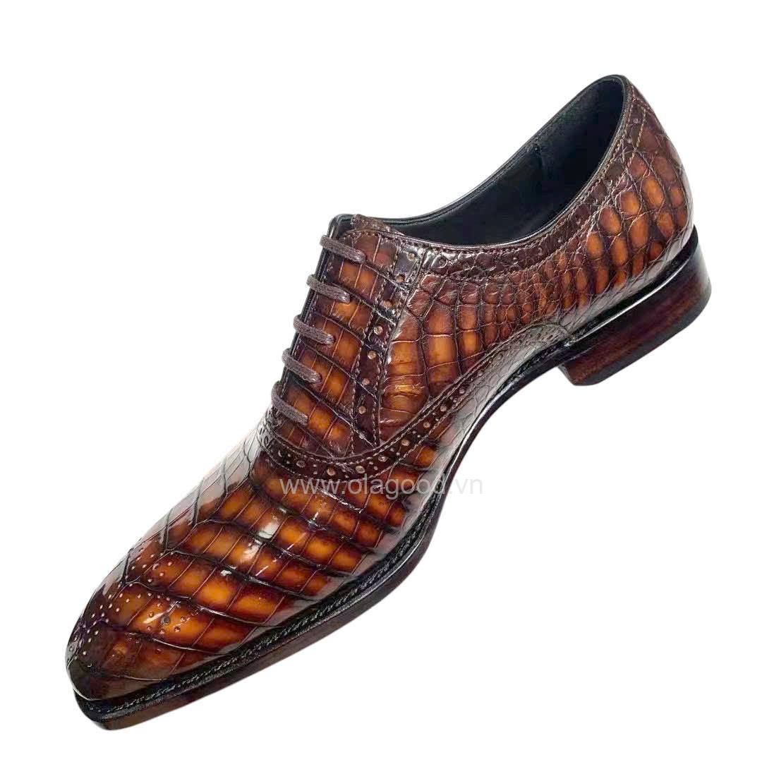 Giày nam patina da cá sấu - Giày goodyear handmade - GGP018S - Hình ảnh 7