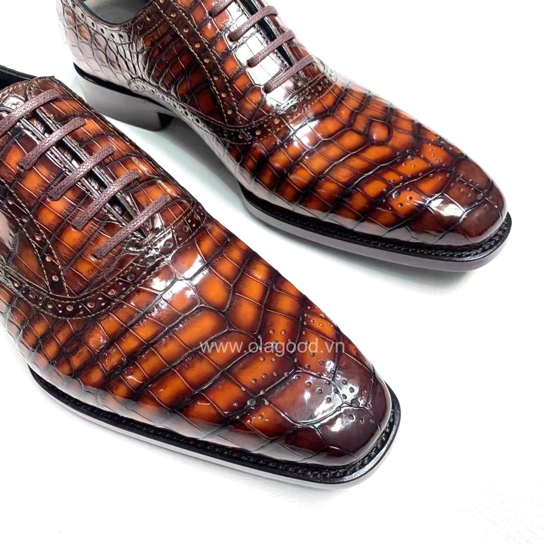 Giày nam patina da cá sấu - Giày goodyear handmade - GGP018S - Hình ảnh 4