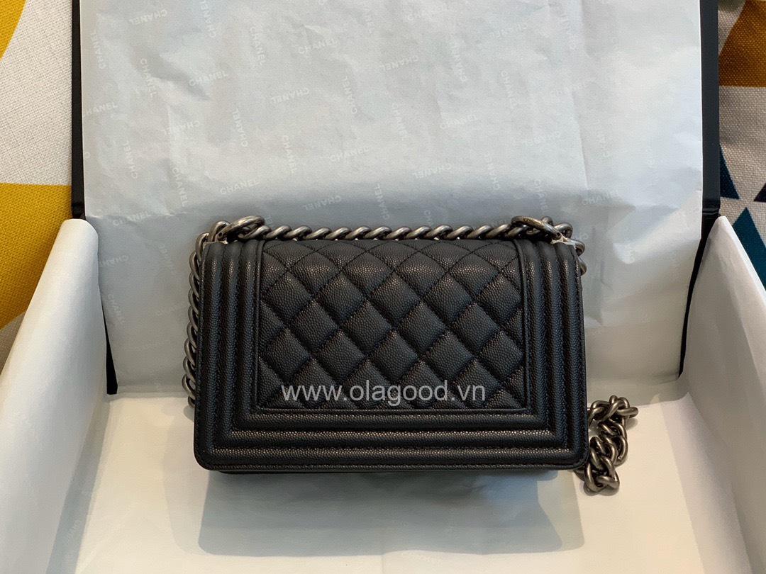 Chanel Boy size 20 màu đen khóa bạc cổ - CNB027 - Hình ảnh 3