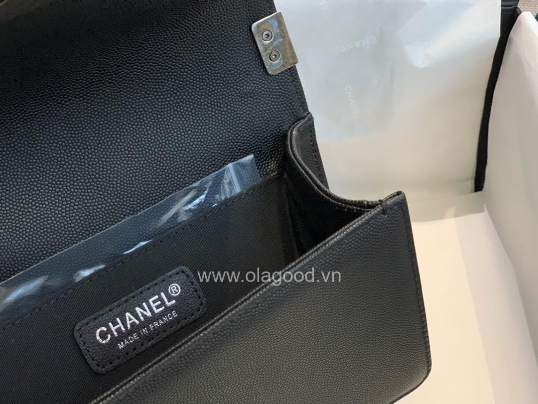 Chanel Boy size 20 màu đen khóa bạc cổ - CNB027 - Hình ảnh 9