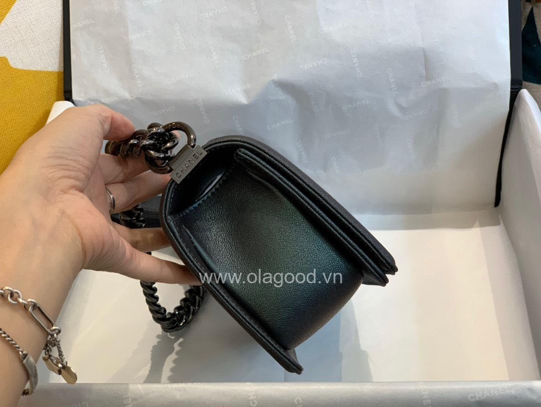 Chanel Boy size 20 màu đen khóa đen - CNB023 - Hình ảnh 6