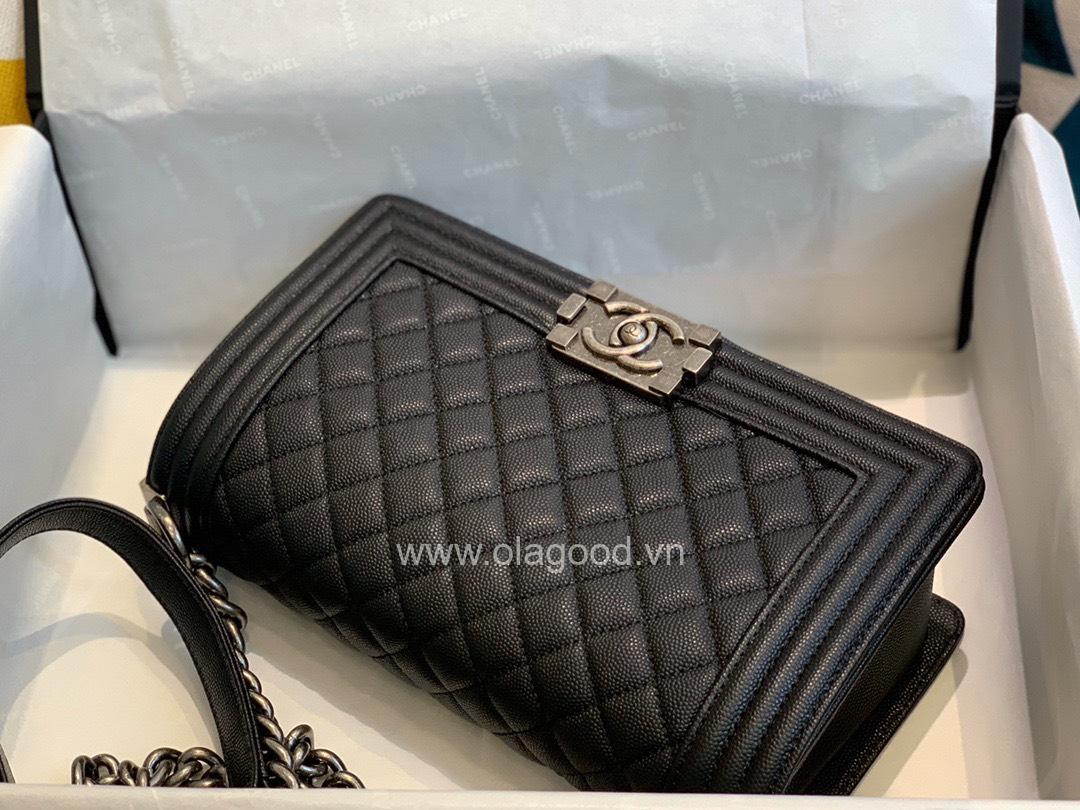 Chanel Boy size 25 màu đen khóa bạc cổ - CNB028 - Hình ảnh 8