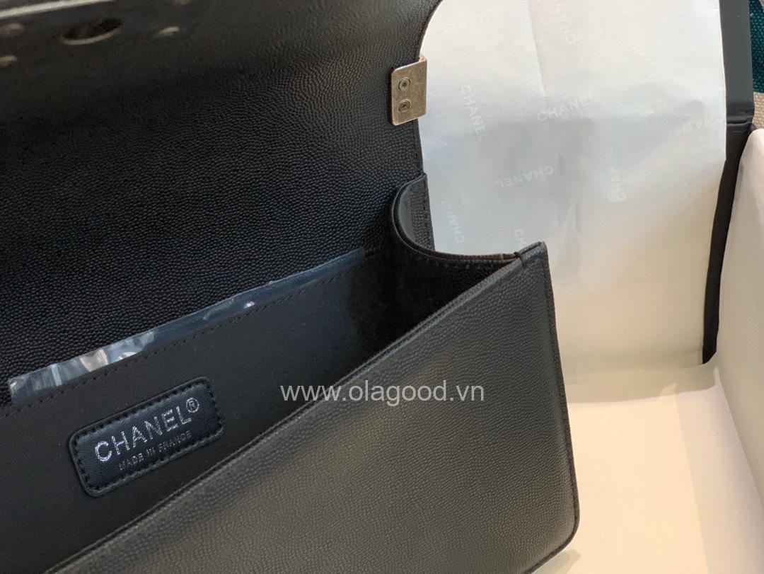 Chanel Boy size 25 màu đen khóa bạc cổ - CNB028 - Hình ảnh 9