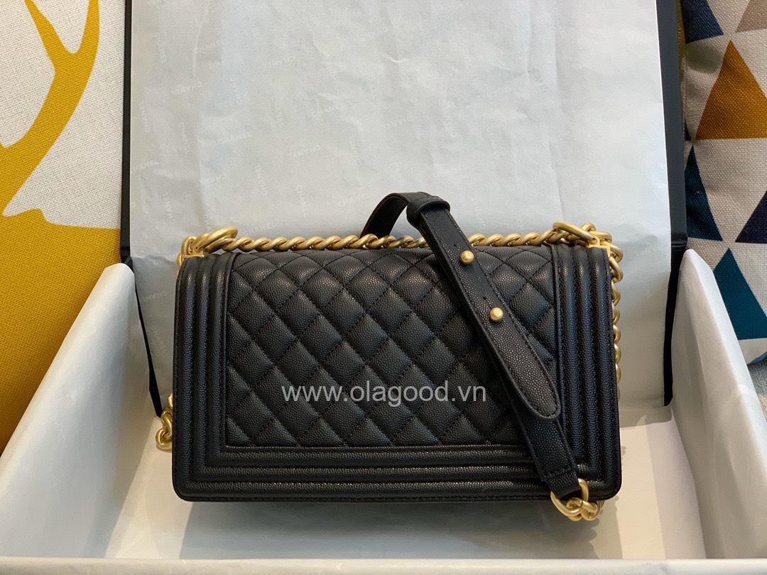 Chanel Boy size 25 màu đen khóa vàng - CNB026 - Hình ảnh 3