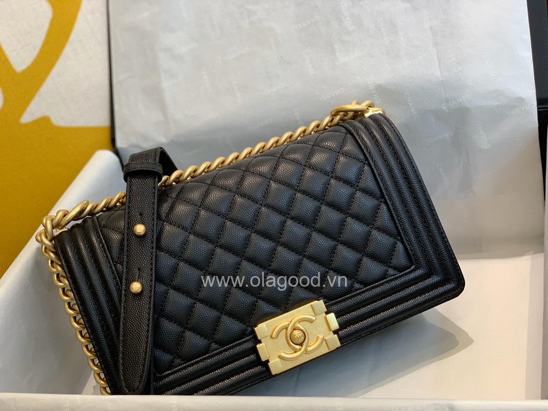Chanel Boy size 25 màu đen khóa vàng - CNB026 - Hình ảnh 4