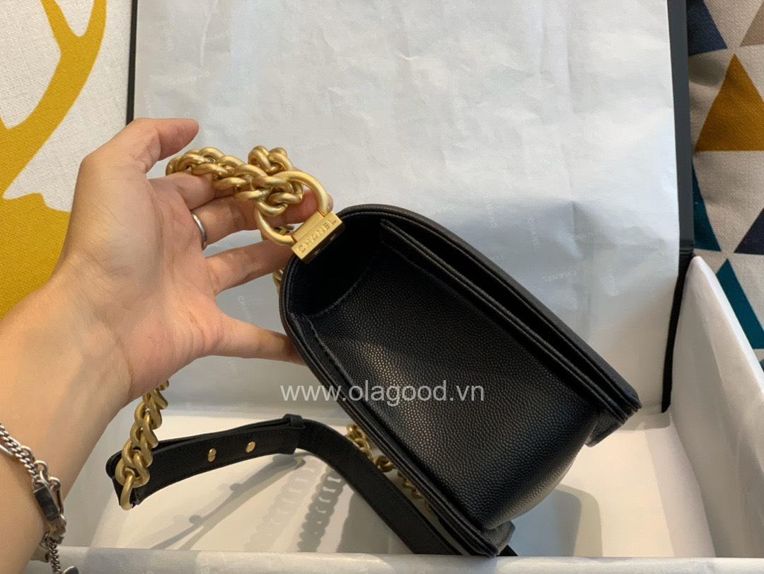 Chanel Boy size 25 màu đen khóa vàng - CNB026 - Hình ảnh 5
