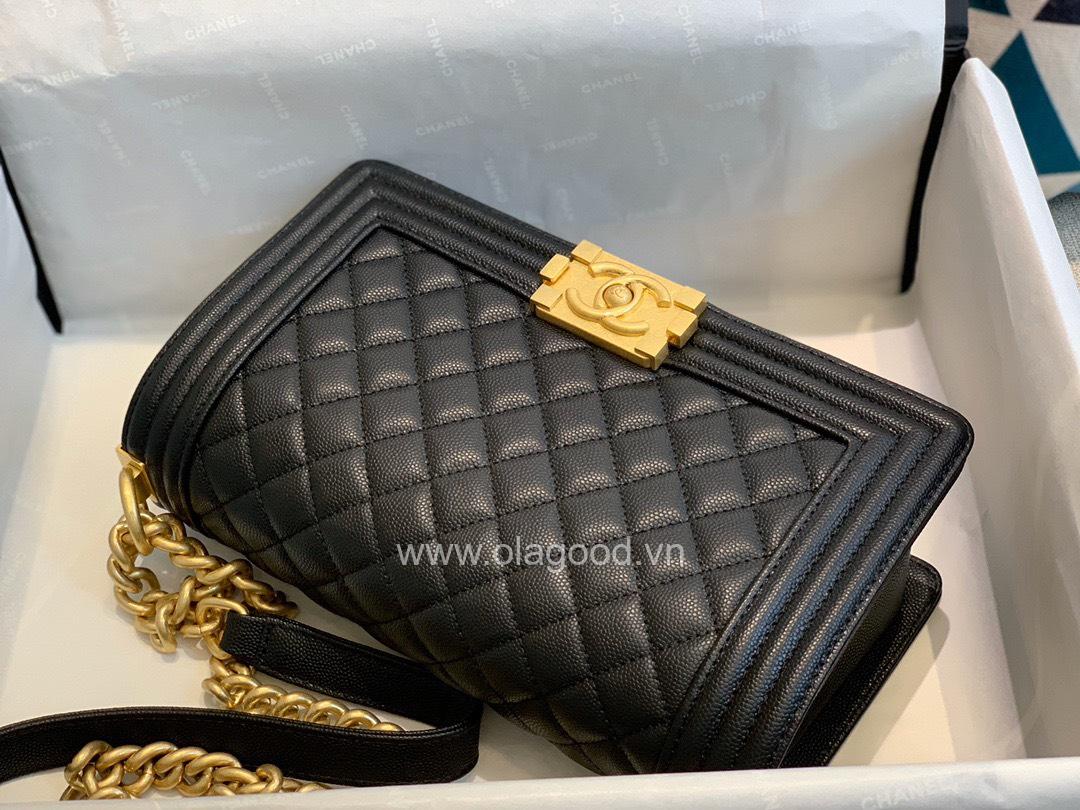 Chanel Boy size 25 màu đen khóa vàng - CNB026 - Hình ảnh 8