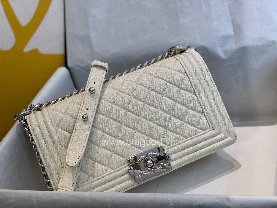 Chanel Boy size 25 màu trắng sữa - CNB021 - Hình ảnh 4