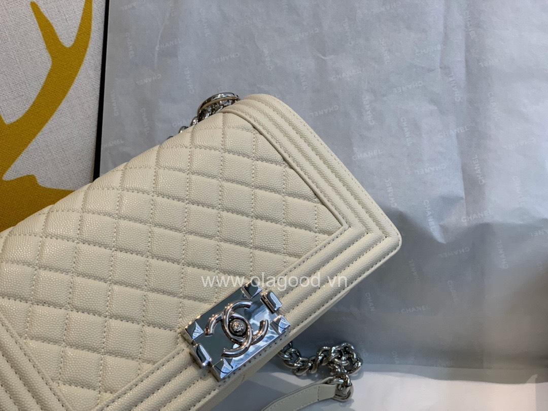 Chanel Boy size 25 màu trắng sữa - CNB021 - Hình ảnh 5