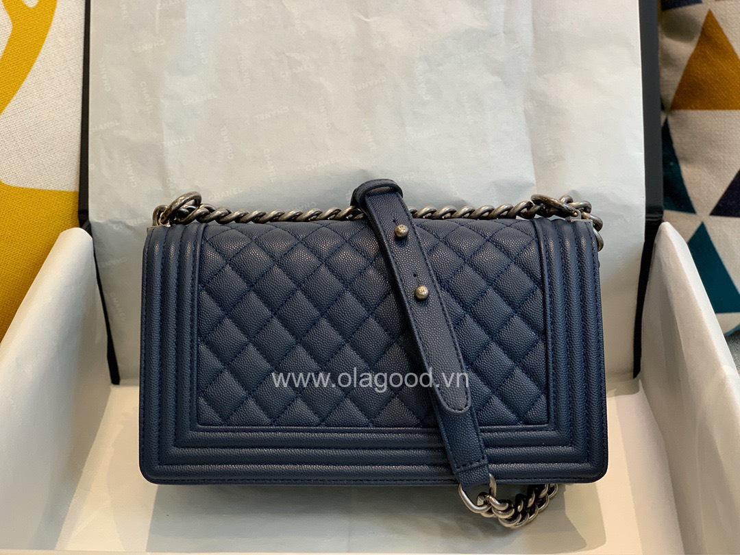 Chanel Boy size 25 màu xanh navy - CNB024 - Hình ảnh 3