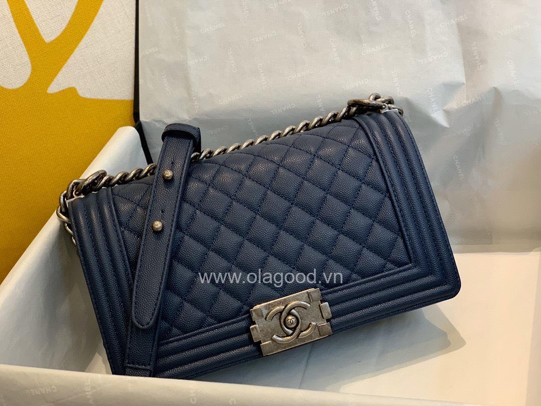 Chanel Boy size 25 màu xanh navy - CNB024 - Hình ảnh 4