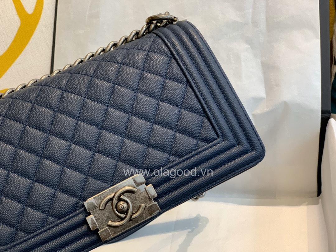 Chanel Boy size 25 màu xanh navy - CNB024 - Hình ảnh 5