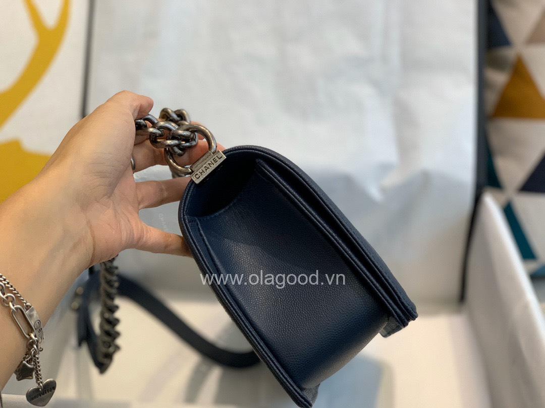 Chanel Boy size 25 màu xanh navy - CNB024 - Hình ảnh 6