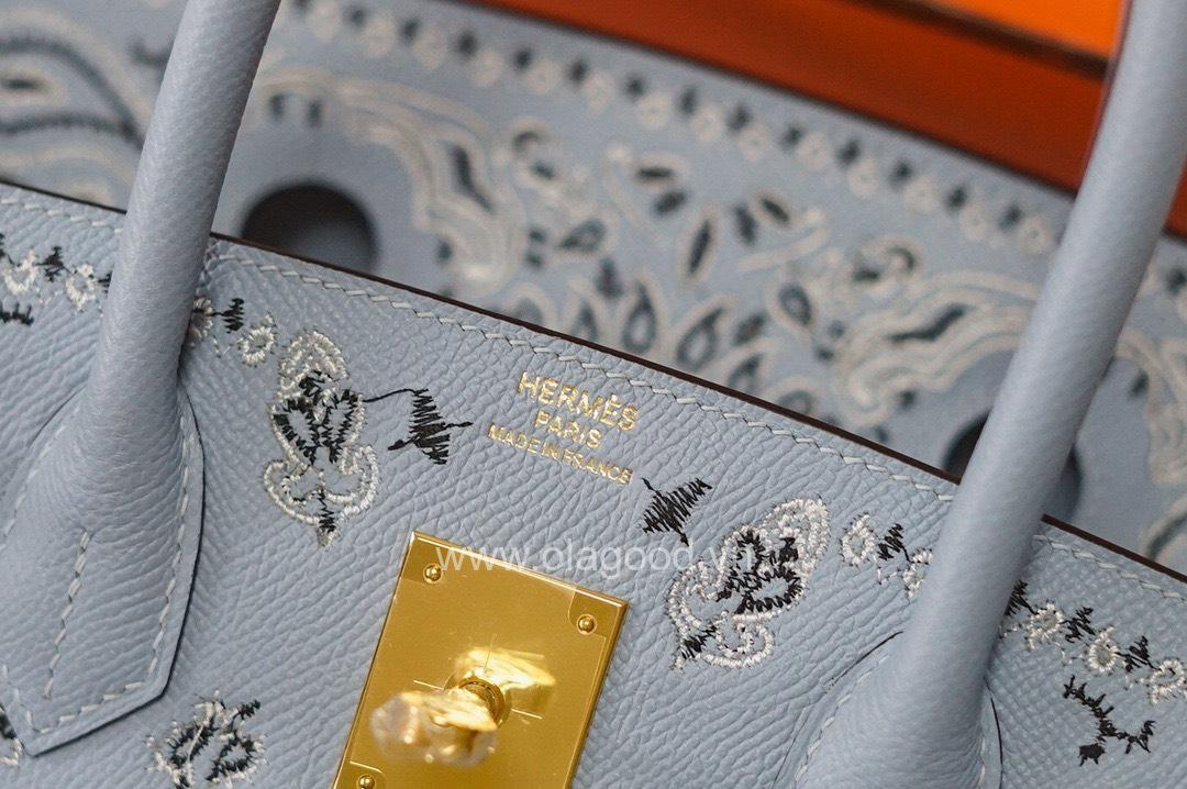Túi Xách Hermes Birkin 30 Thêu Bạch Kim - HBT023 - Hình ảnh 12
