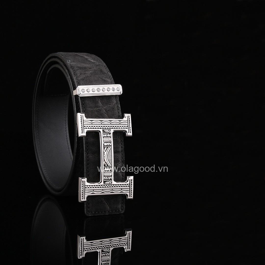 Thắt lưng nam da voi - Khóa bạc Ý 925 - TL012V - Hình ảnh 2