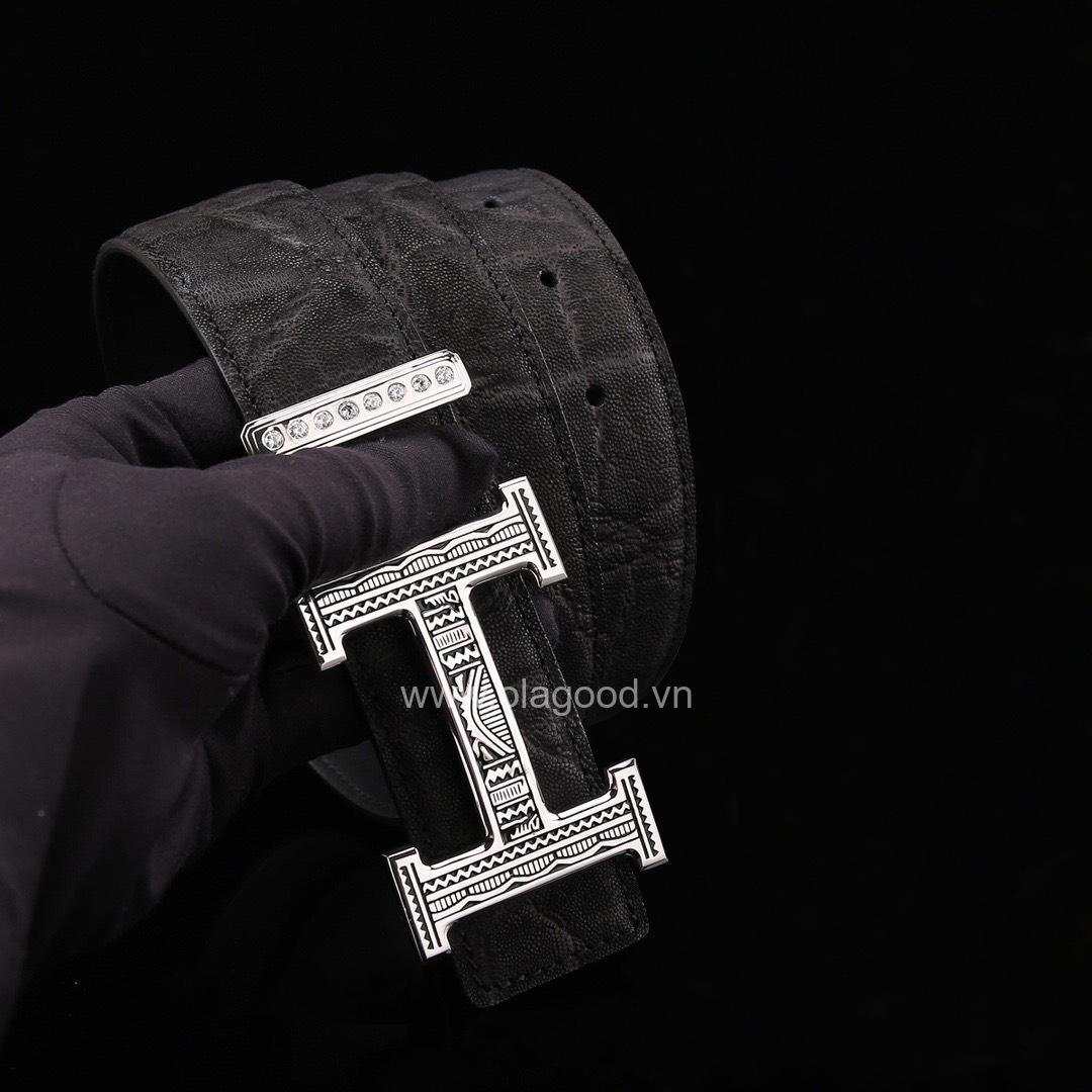 Thắt lưng nam da voi - Khóa bạc Ý 925 - TL012V - Hình ảnh 4