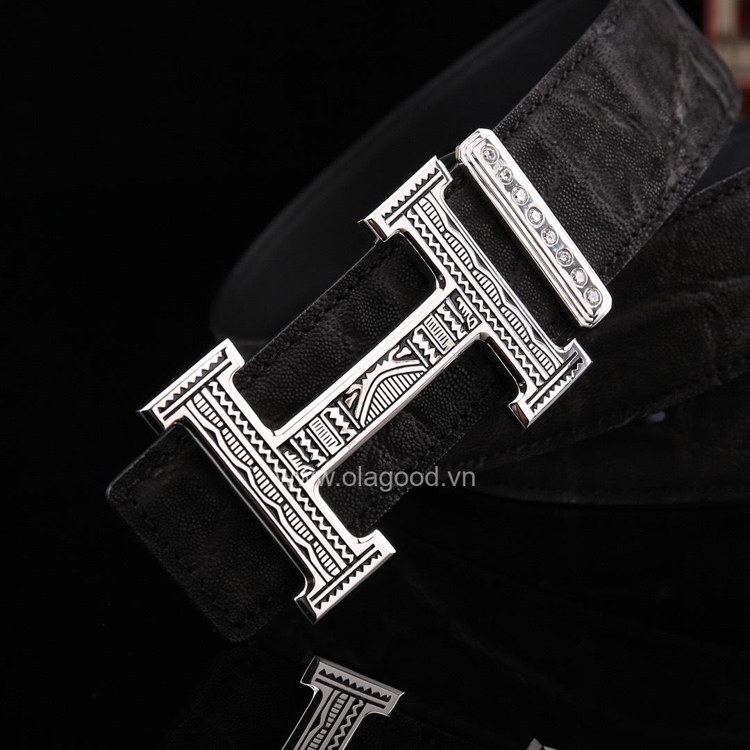 Thắt lưng nam da voi - Khóa bạc Ý 925 - TL012V - Hình ảnh 7