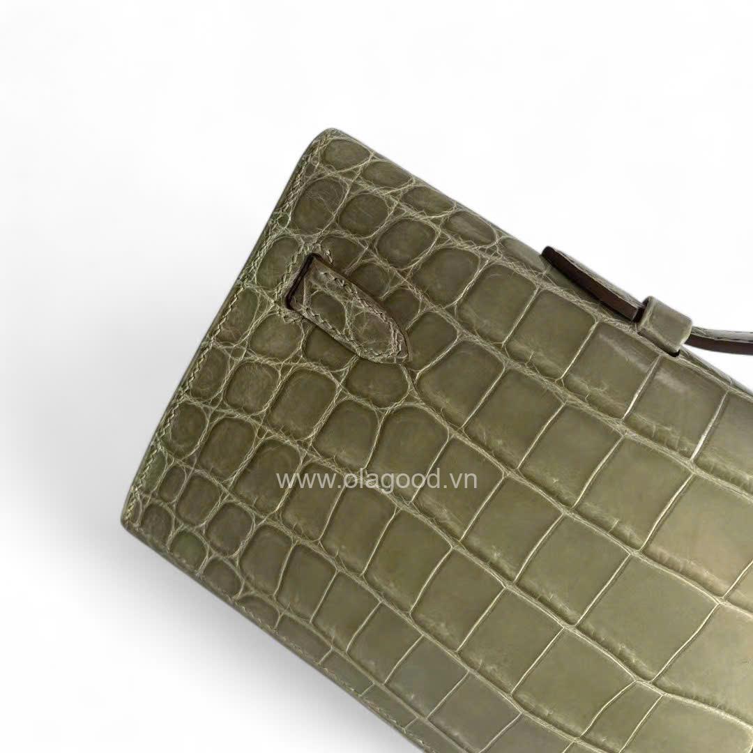 Túi xách Hermes Kelly Cut Da Cá Sấu - HMKC021S - Hình ảnh 7