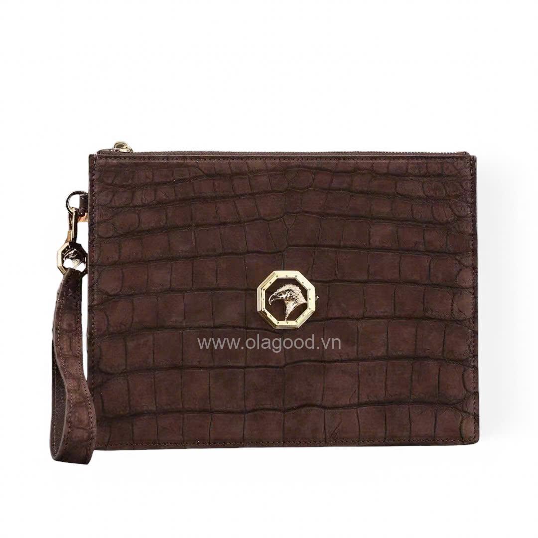 Clutch nam cầm tay da cá sấu nubuck - CL0111S