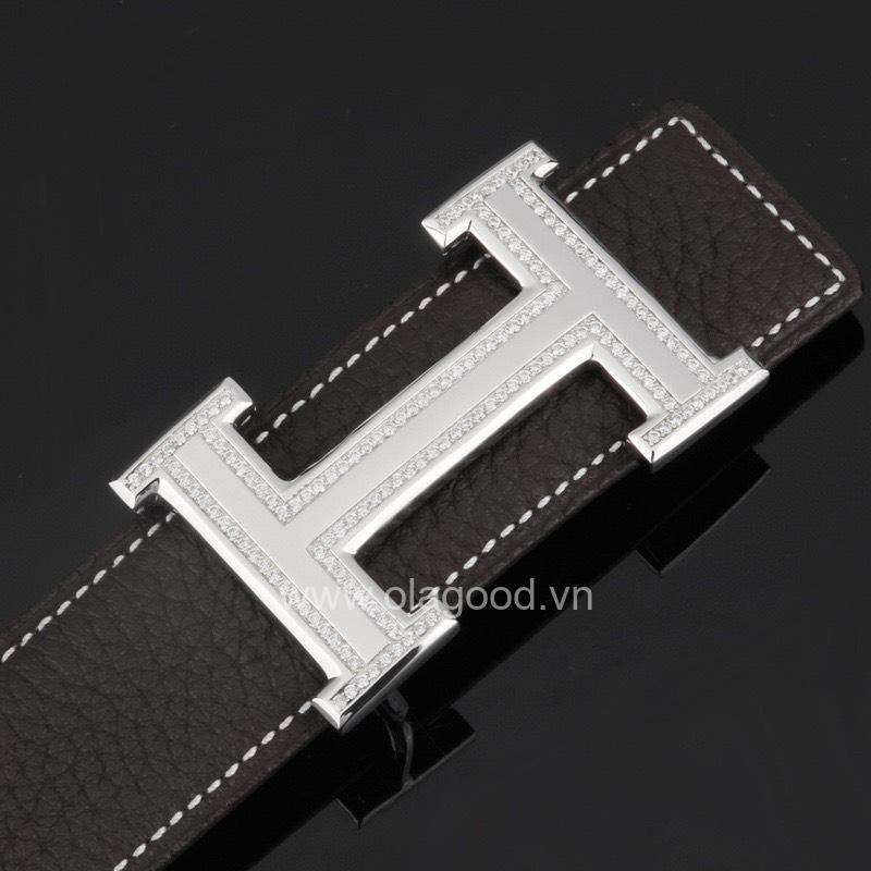 Đầu khóa thắt lưng chữ H đính đá bạc ý 925 - KB0137
