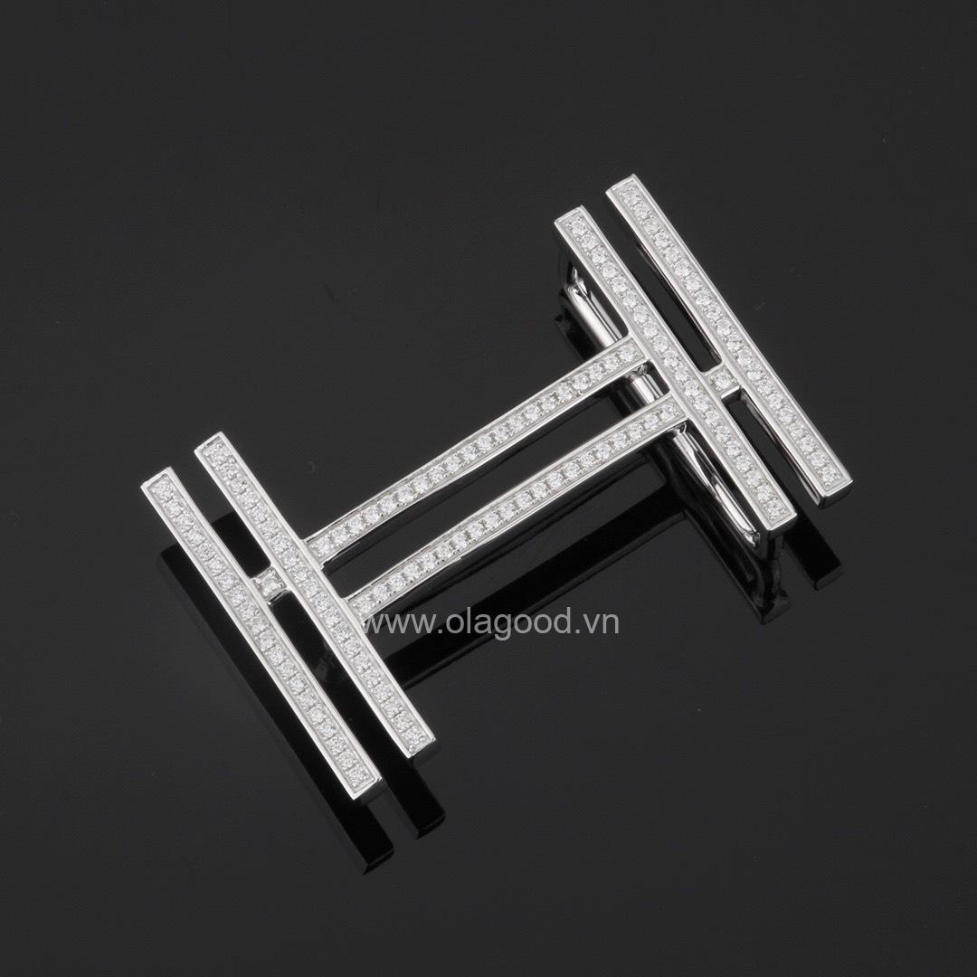 Đầu khóa thắt lưng chữ H đôi bạc ý 925 - KB0136 - Hình ảnh 3