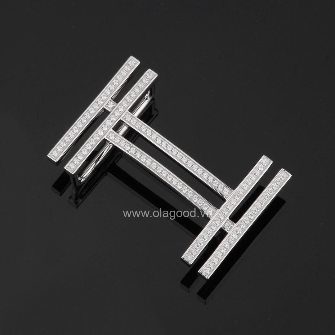 Đầu khóa thắt lưng chữ H đôi bạc ý 925 - KB0136 - Hình ảnh 6