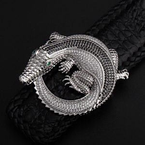 Đầu khóa thắt lưng hình cá sấu bạc Ý 925 - KB016