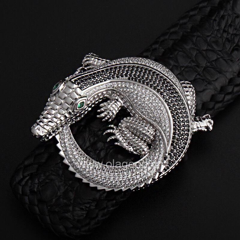 Đầu khóa thắt lưng hình cá sấu bạc Ý 925 - KB016