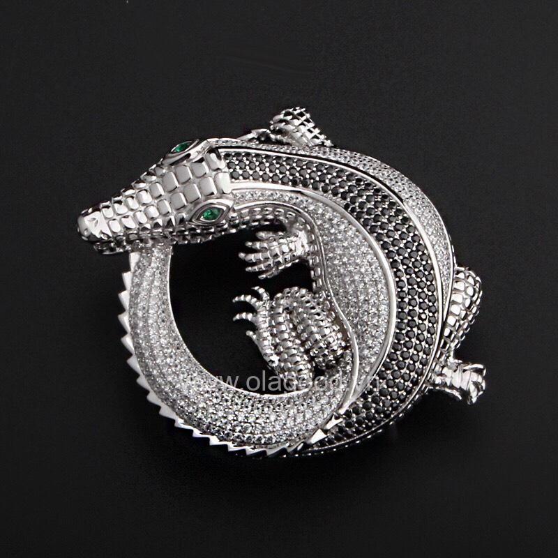 Đầu khóa thắt lưng hình cá sấu bạc Ý 925 - KB016 - Hình ảnh 2