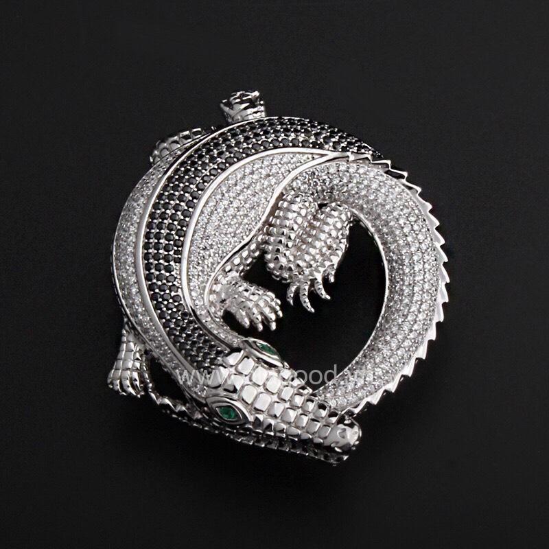 Đầu khóa thắt lưng hình cá sấu bạc Ý 925 - KB016 - Hình ảnh 3