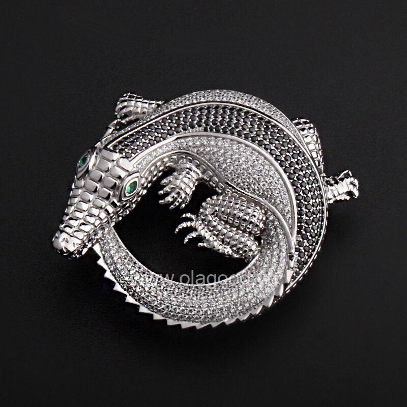 Đầu khóa thắt lưng hình cá sấu bạc Ý 925 - KB016 - Hình ảnh 5