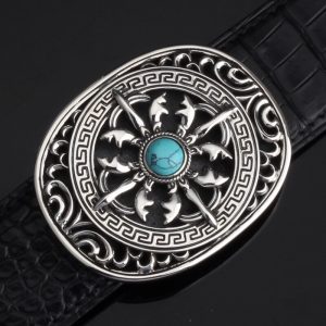 Đầu thắt lưng hình trứng đá xanh lục bạc ý 925 - KB0110