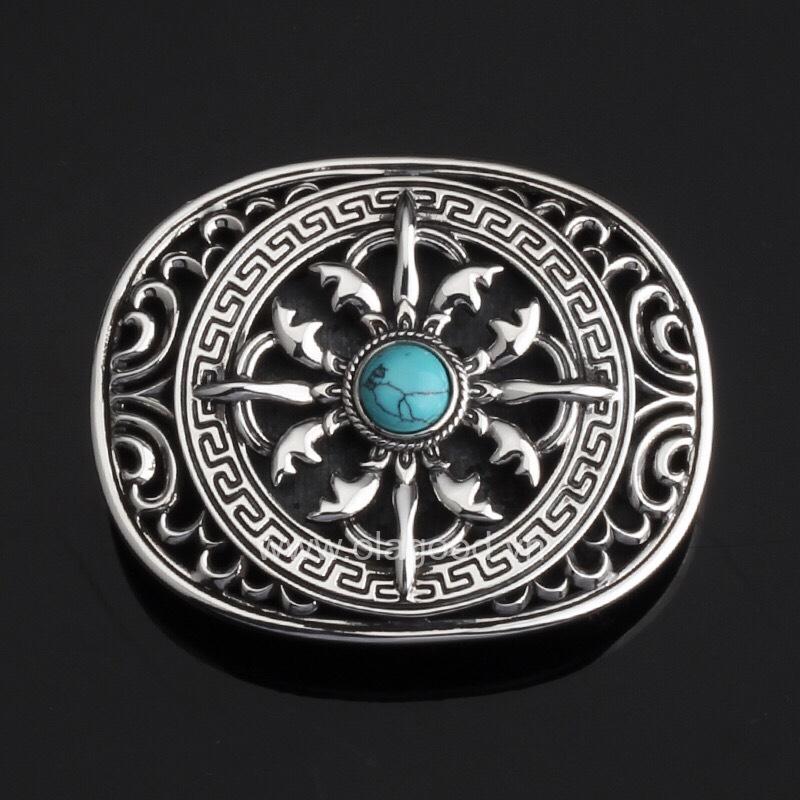 Đầu thắt lưng hình trứng đá xanh lục bạc ý 925 - KB0110 - Hình ảnh 2