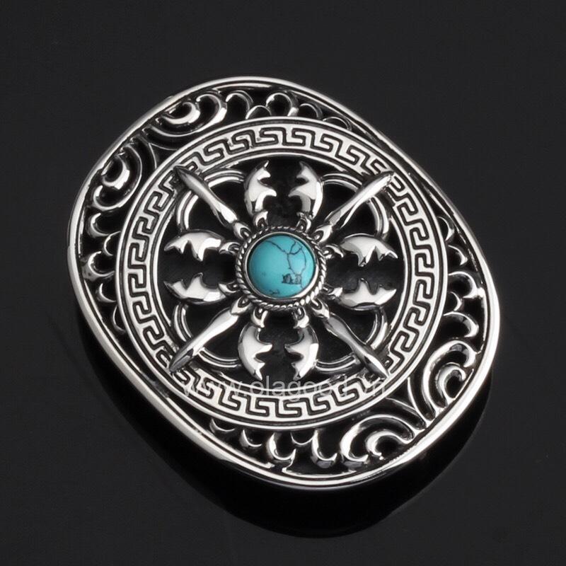 Đầu thắt lưng hình trứng đá xanh lục bạc ý 925 - KB0110 - Hình ảnh 4