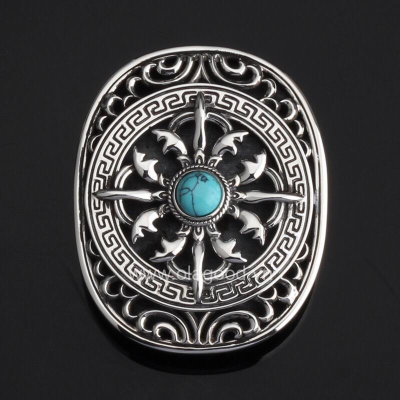 Đầu thắt lưng hình trứng đá xanh lục bạc ý 925 - KB0110 - Hình ảnh 5