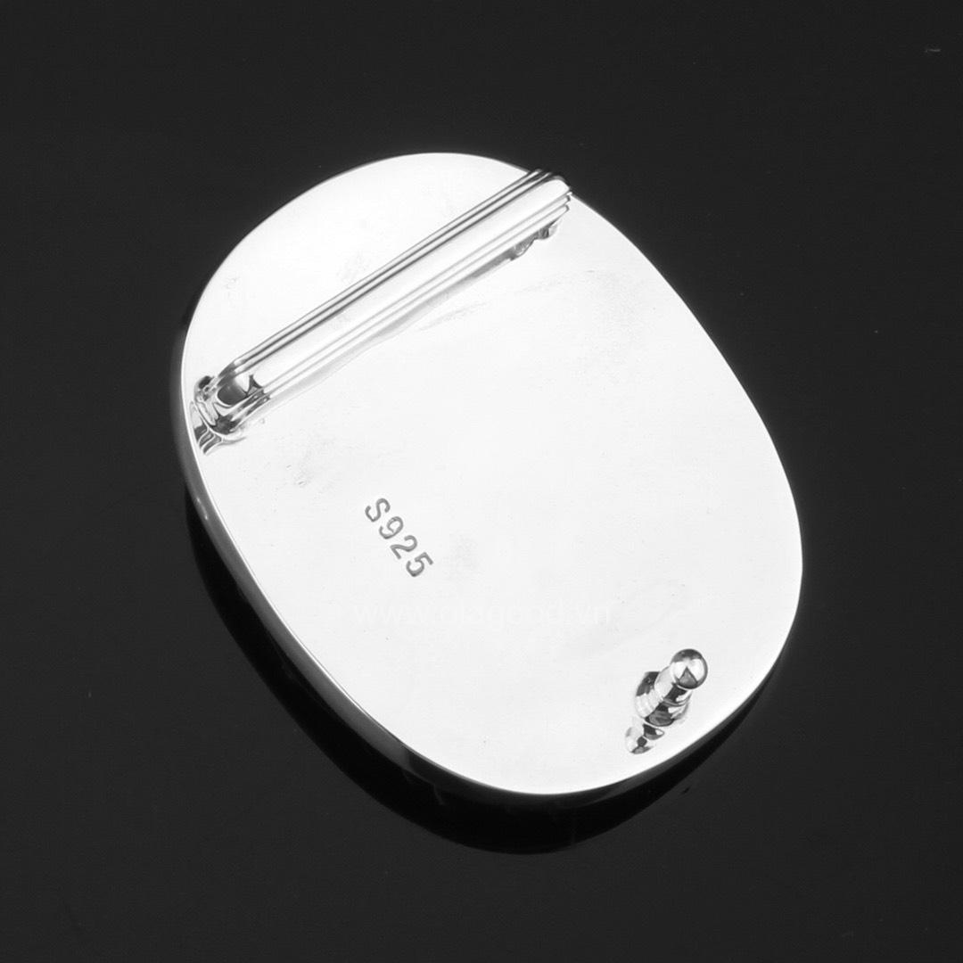 Đầu thắt lưng hình trứng thập tự kim cương ngà voi bạc ý 925 - KB0111 - Hình ảnh 6