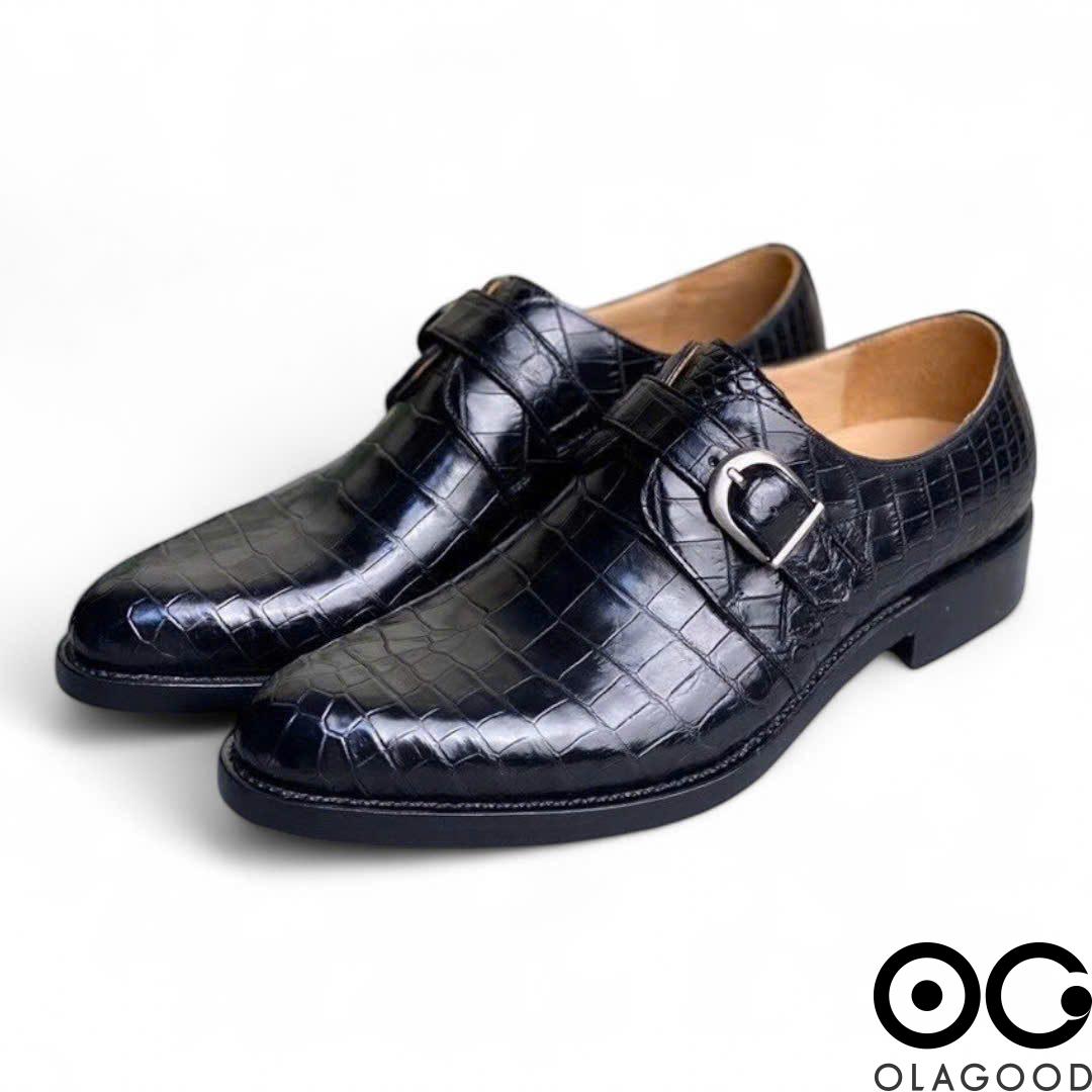 Giày Monkstrap nam da cá sấu - Giày handmade goodyear - GGY0118S