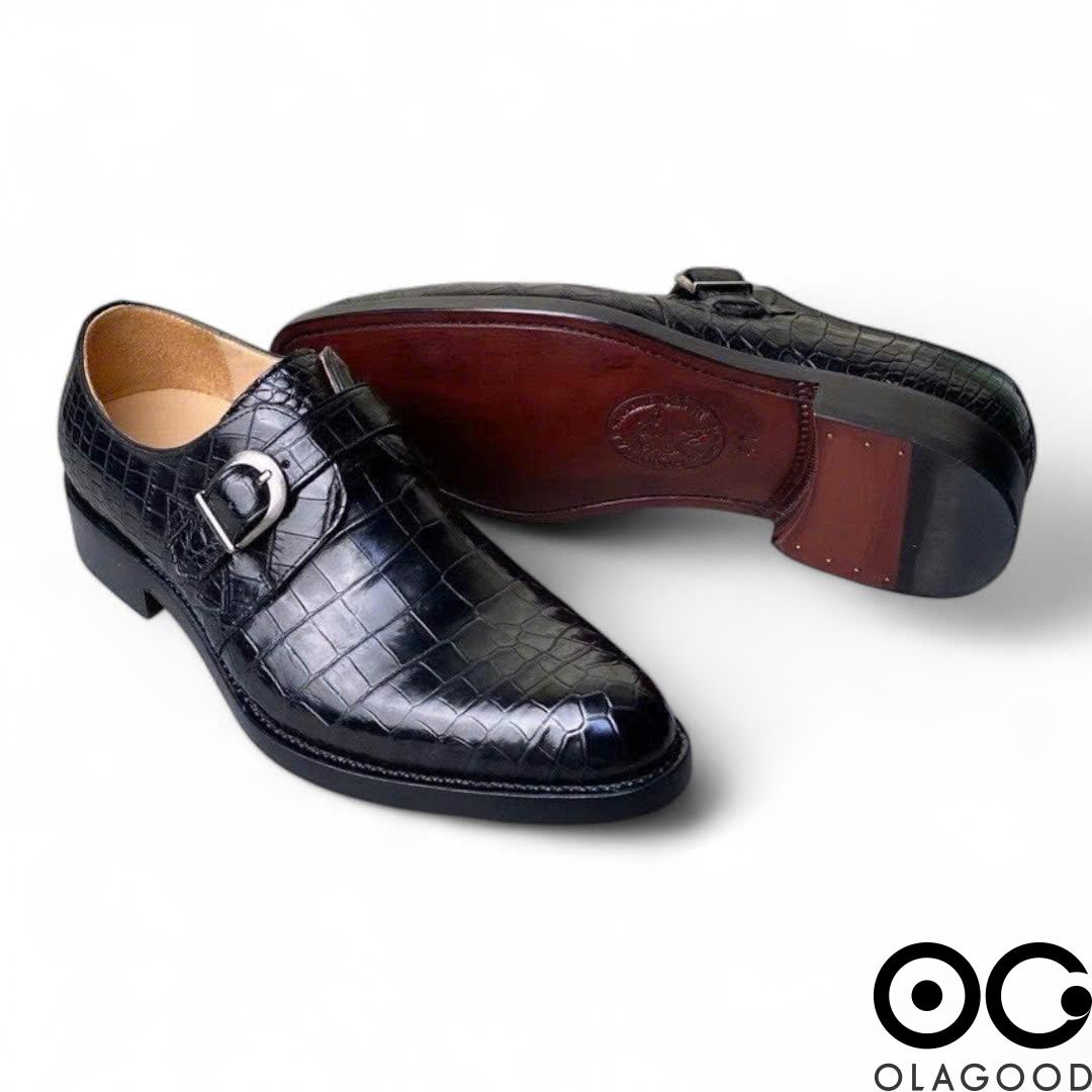 Giày Monkstrap nam da cá sấu - Giày handmade goodyear - GGY0118S - Hình ảnh 6