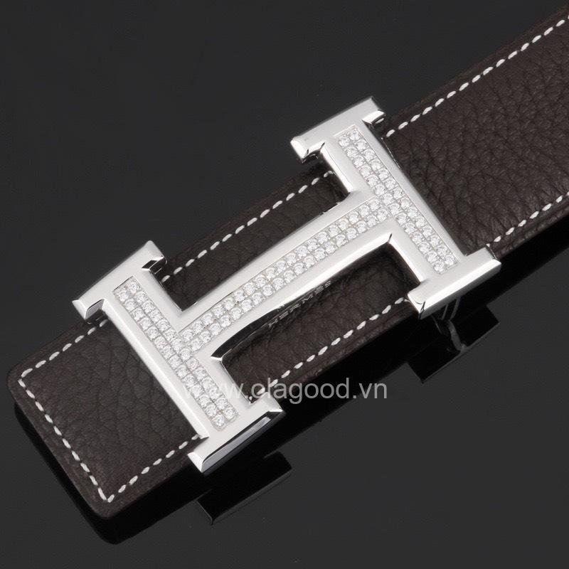 Khóa dây lưng chữ H bạc ý 925 đính đá - KB0139