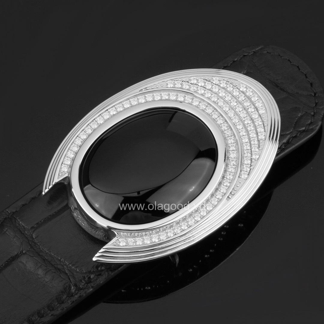 Khóa dây lưng mặt đá đen mã não bạc ý 925 - KB0122 - Hình ảnh 3