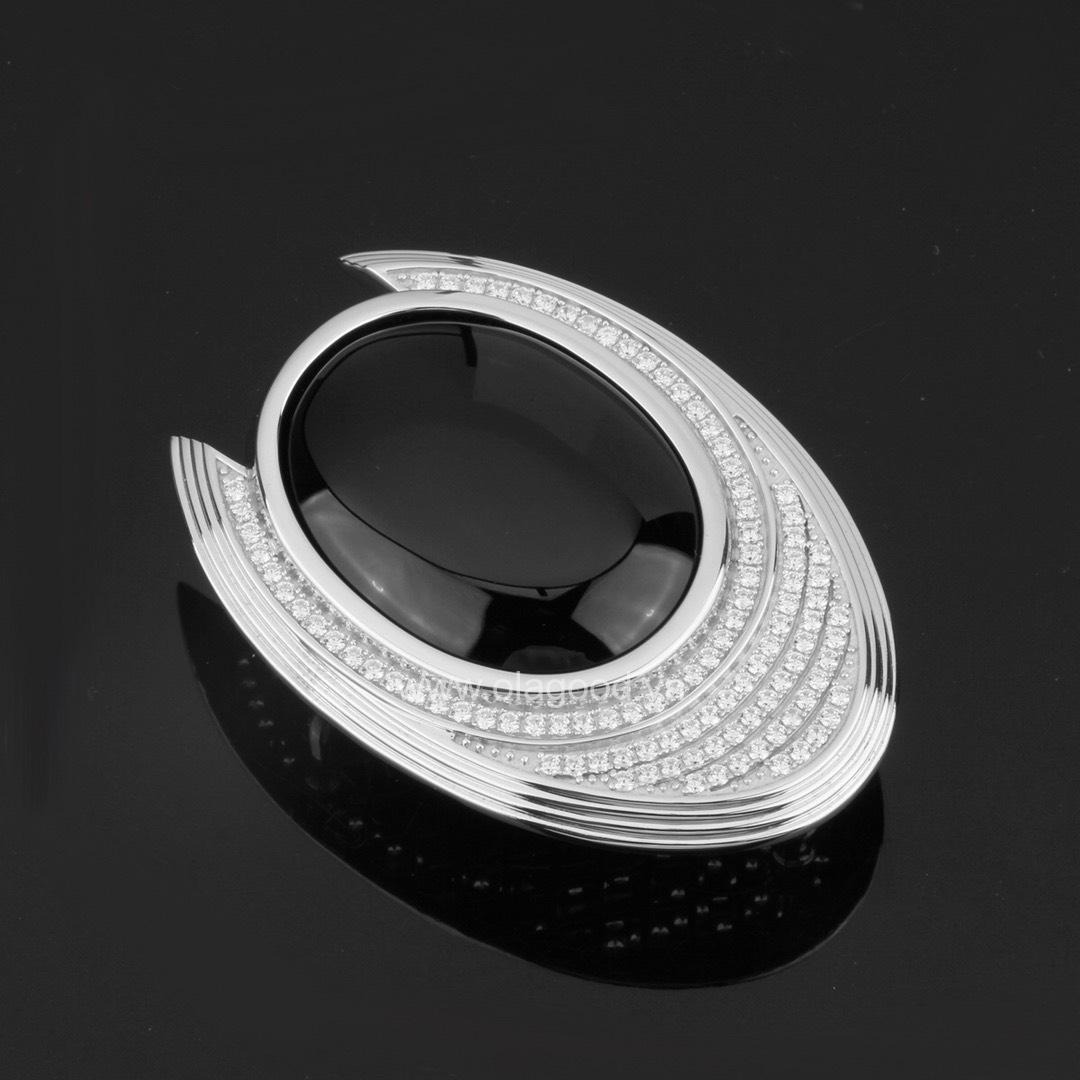 Khóa dây lưng mặt đá đen mã não bạc ý 925 - KB0122 - Hình ảnh 5