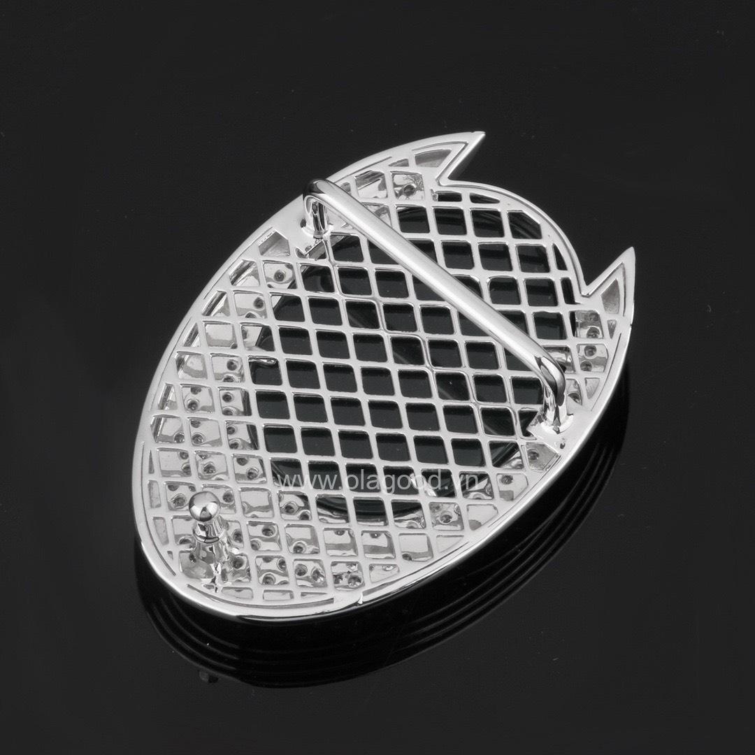 Khóa dây lưng mặt đá đen mã não bạc ý 925 - KB0122 - Hình ảnh 6