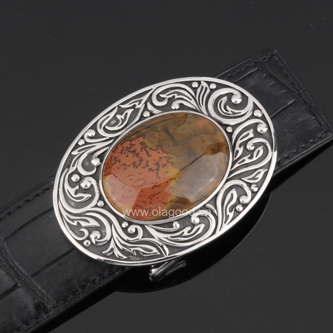 Khóa thắt lưng đá mã não đỏ bạc ý 925 - KB0124 - Hình ảnh 3