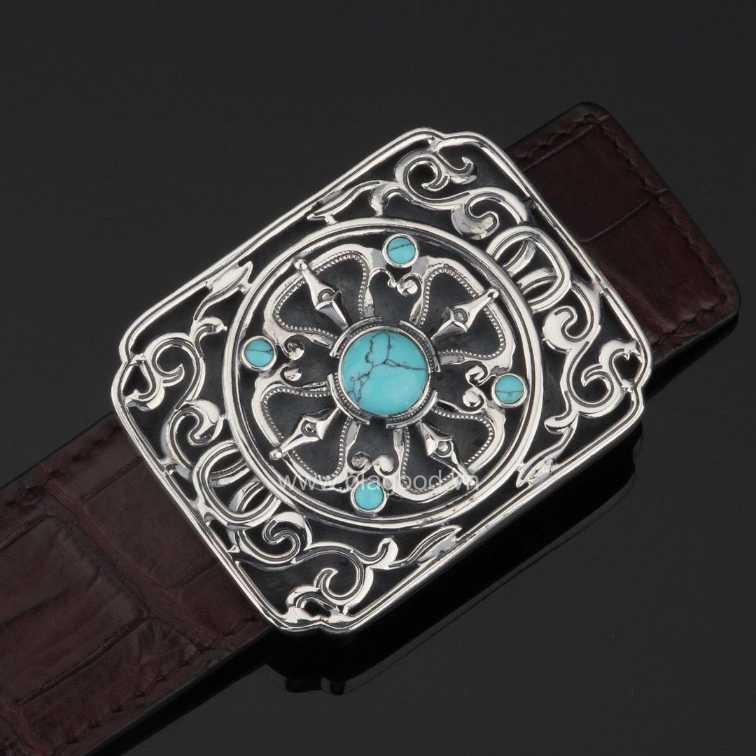 Mặt dây lưng hình vuông màu xanh lục cây thập tự bạc ý 925 - KB017 - Hình ảnh 3