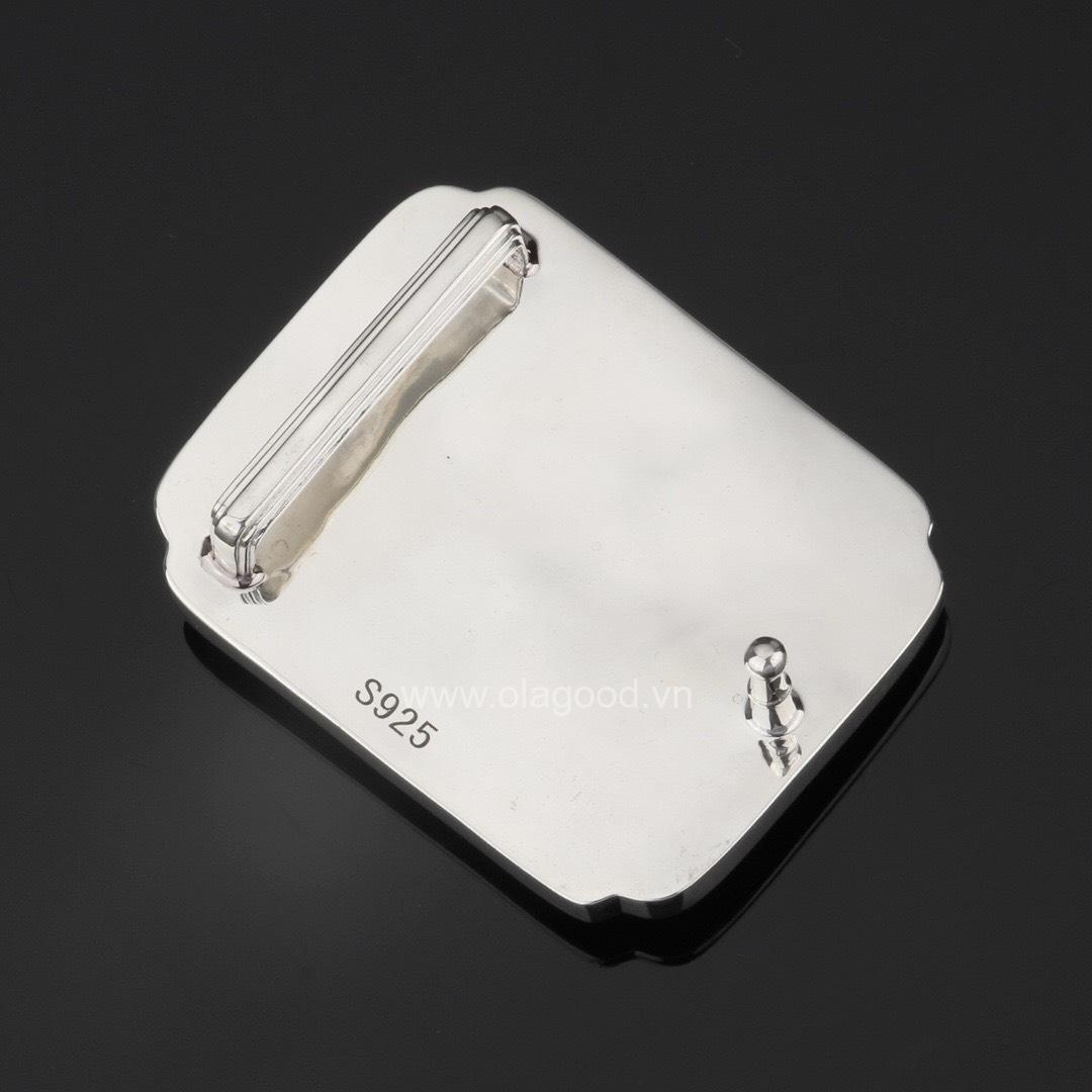 Mặt dây lưng hình vuông màu xanh lục cây thập tự bạc ý 925 - KB017 - Hình ảnh 6