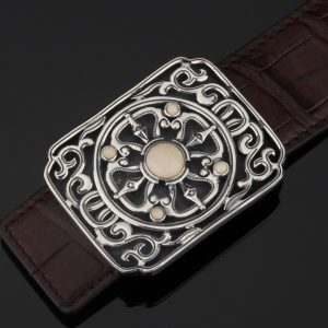 Mặt dây lưng hình vuông ngà voi thập tự bạc ý 925 - KB018